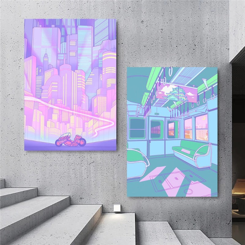 Cartoon Living - Wandkunst Leinwandmalerei