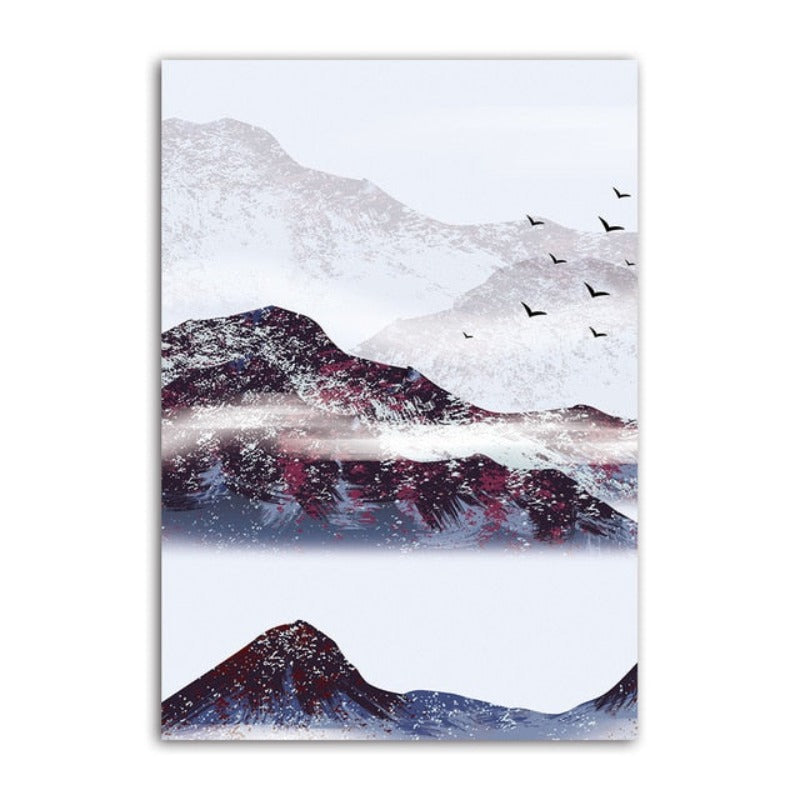 Mountain's Red Sun - Leinwand Wand Kunst Gemälde