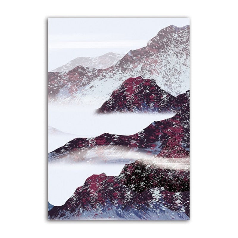 Mountain's Red Sun - Leinwand Wand Kunst Gemälde