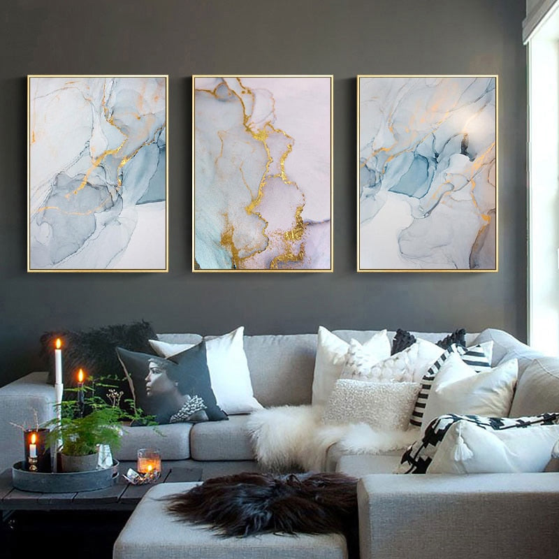 Gold Rissige Marmor - Leinwand Wandkunst Malerei