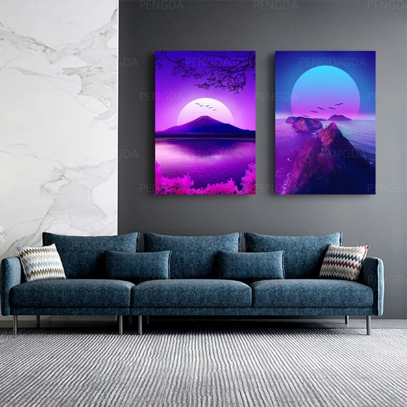 Synthwave Fuji - Leinwandbild