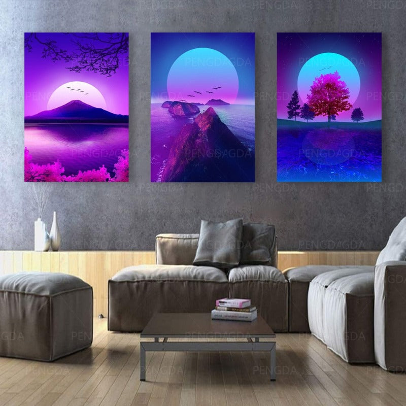 Synthwave Fuji - Leinwandbild