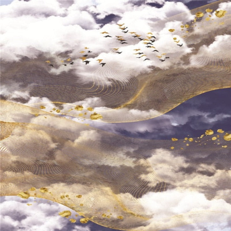Goldene Wolken - Leinwand Wandkunst Gemälde