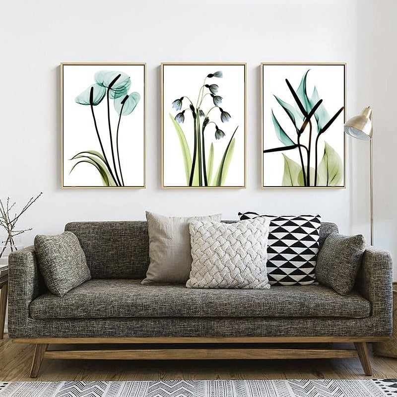 Schwarz Umrandete Blumen - Leinwand Wandkunst Gemälde