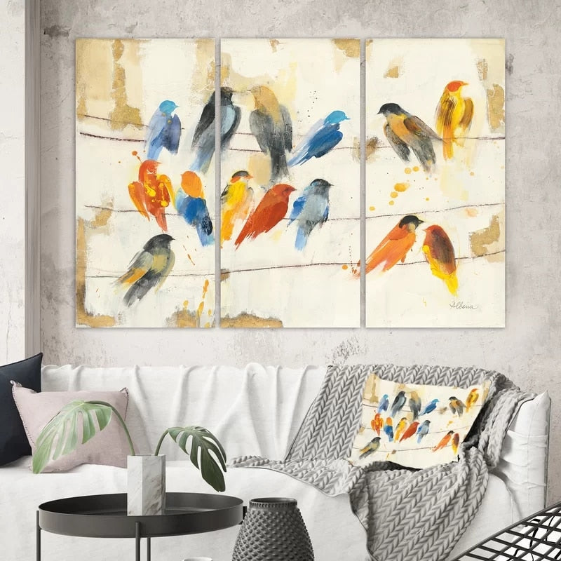 Bunte Vögel - Leinwand Wandkunst Gemälde