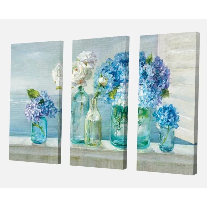 Blaue Blumen Zu Hause - Leinwand Wandkunst Gemälde