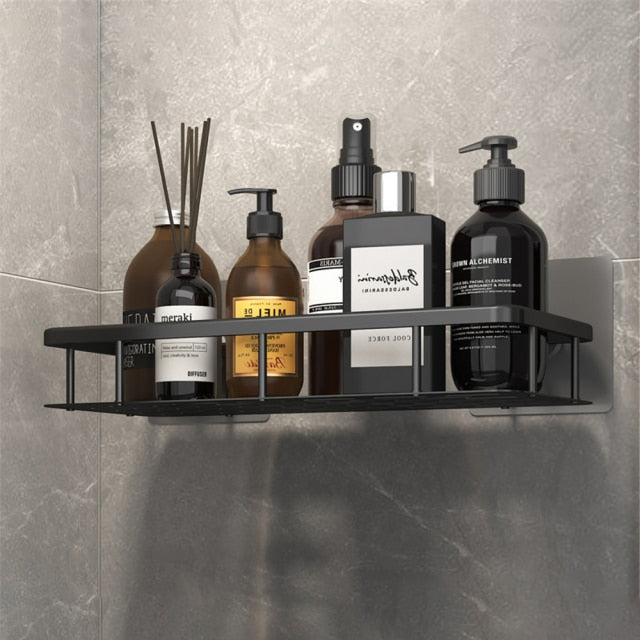 Metal suction cup bathroom shelves