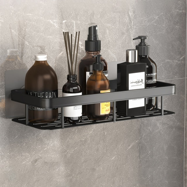Metal suction cup bathroom shelves
