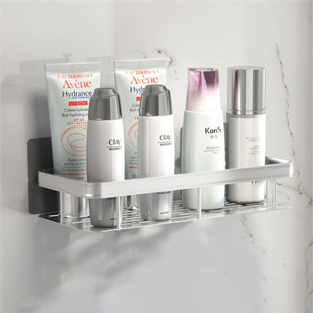 Metal suction cup bathroom shelves