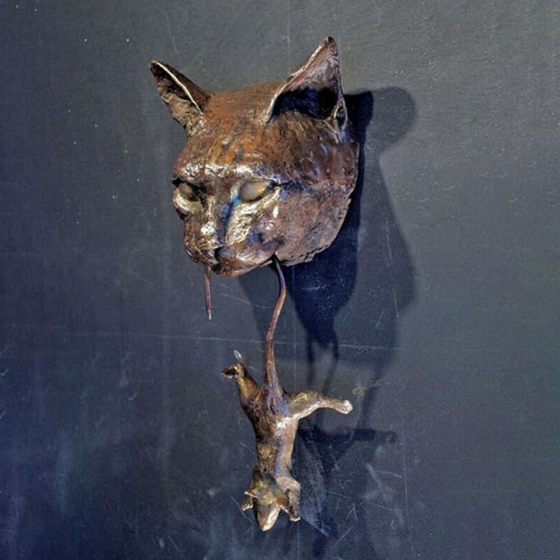 Kreativer Türklopfer aus Metall mit Katzen- und Mausmotiv