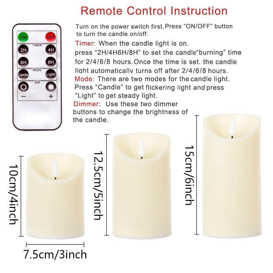 3pcs Fernbedienung LED flammenlose Kerze | Brehn