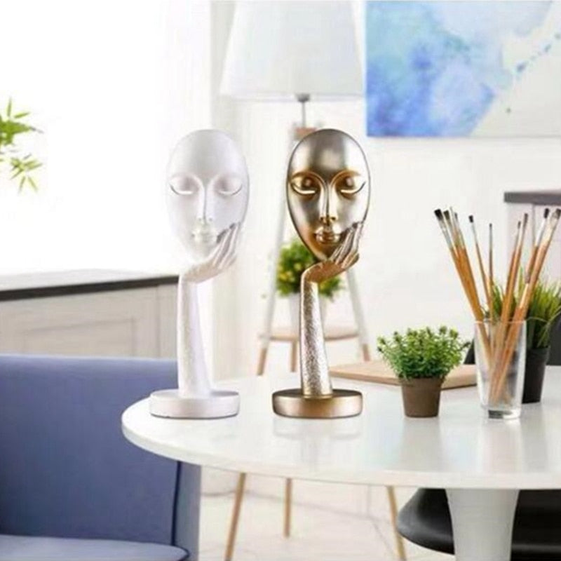 Moderne abstrakte menschliche Gesichts Kunst Statue
