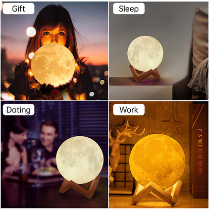 3D Light Touch Switch Wiederaufladbare Mond Nachtlampe | Brehn