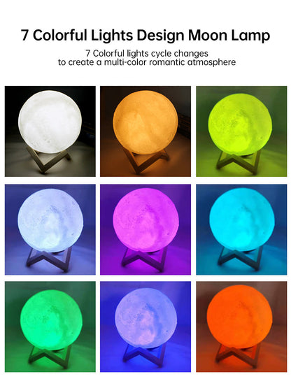 3D Light Touch Switch Wiederaufladbare Mond Nachtlampe | Brehn