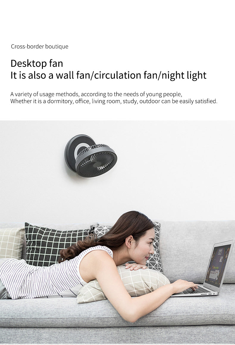 Tragbarer kabelloser faltbarer Ventilator Nachttischlampe | Brehn