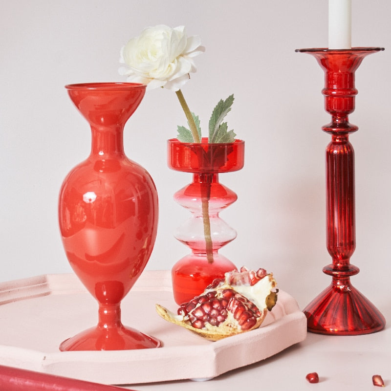 Brehn | Kirsche Rote Glas Stabkerzenhalter & Vasen