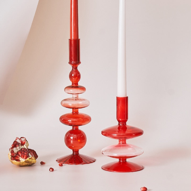 Brehn | Kirsche Rote Glas Stabkerzenhalter & Vasen