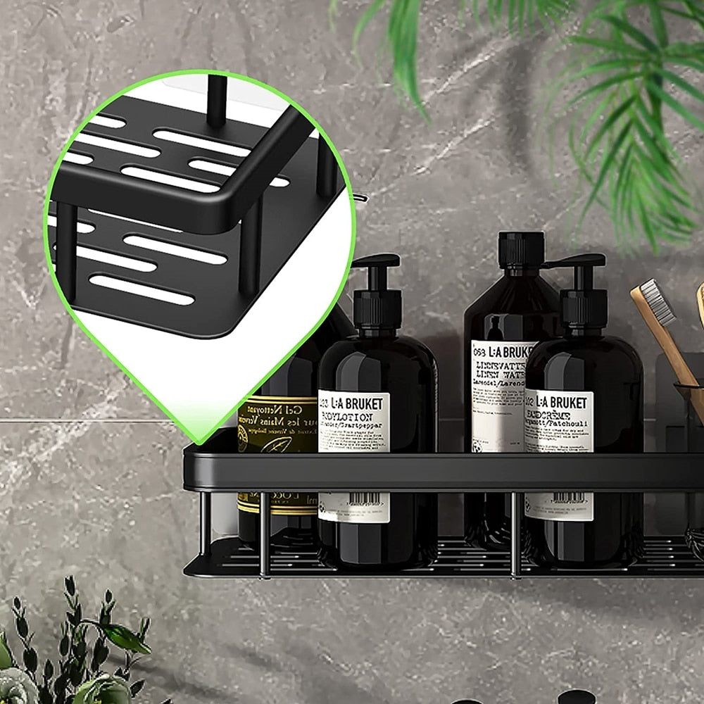 Metal suction cup bathroom shelves