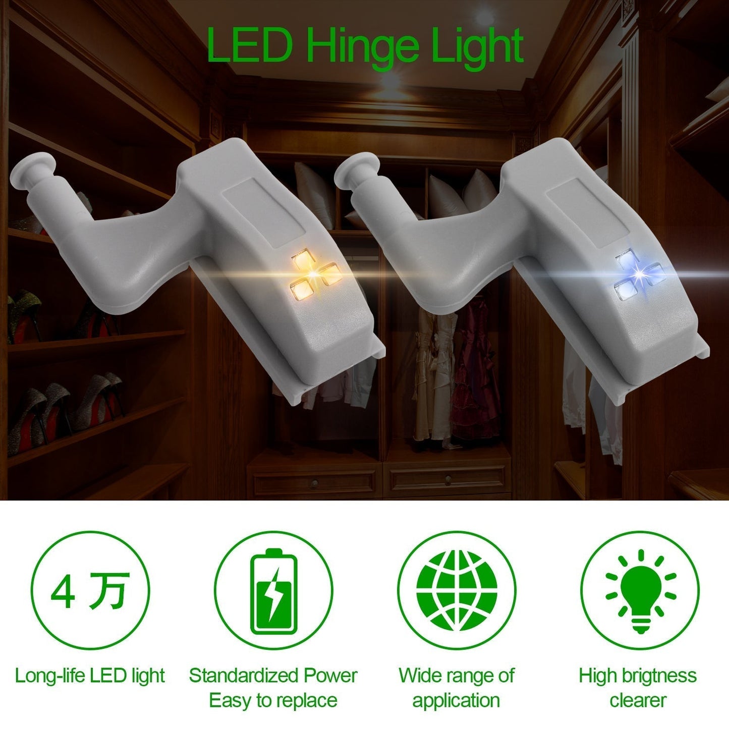 10Stk LED Sensor Scharnier Kleiderschranklampe | Brehn