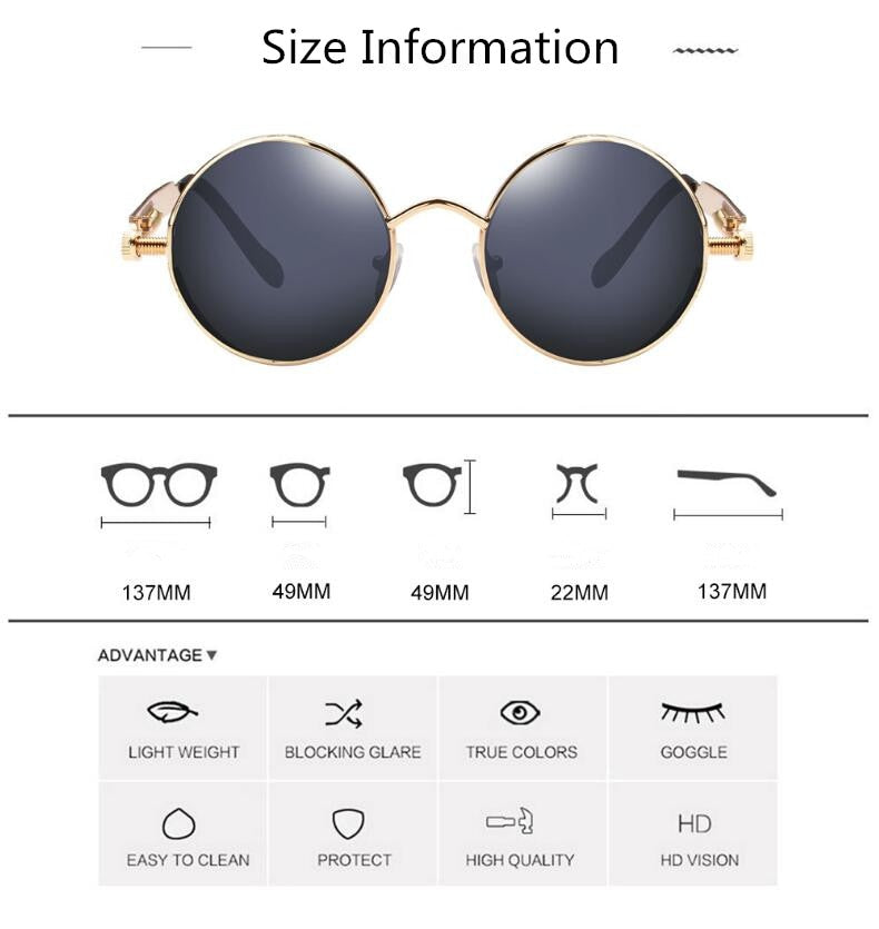Kreative Runde Retro Runde Metall Sonnenbrille | Brehn