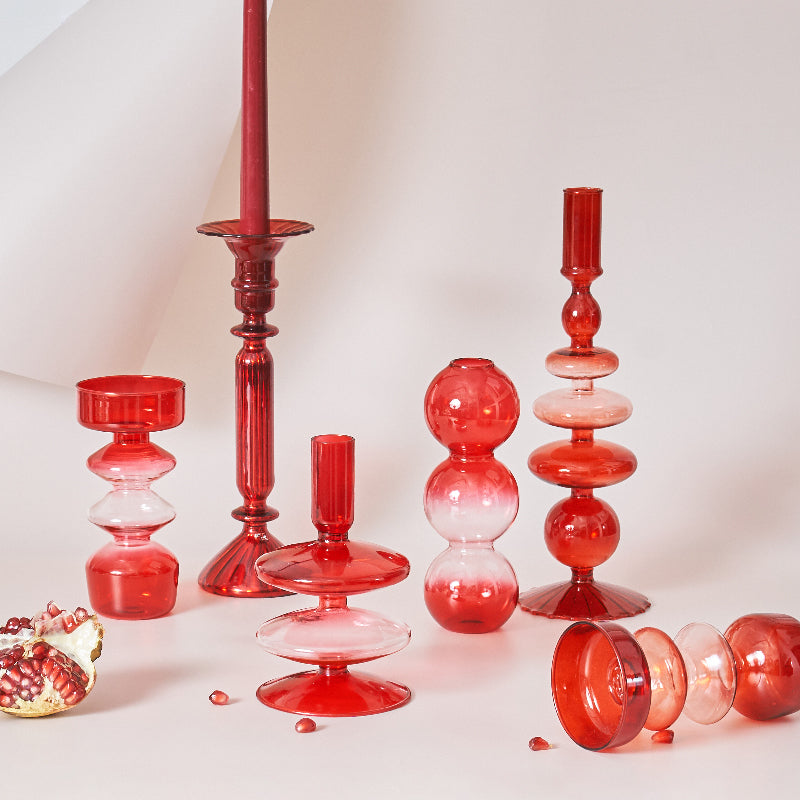 Brehn | Kirsche Rote Glas Stabkerzenhalter & Vasen