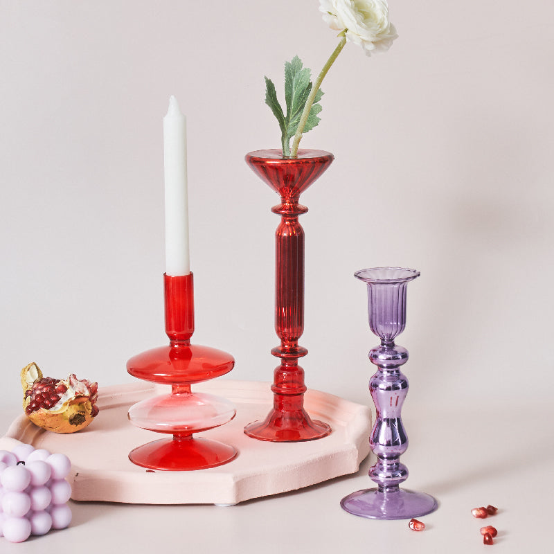 Brehn | Kirsche Rote Glas Stabkerzenhalter & Vasen
