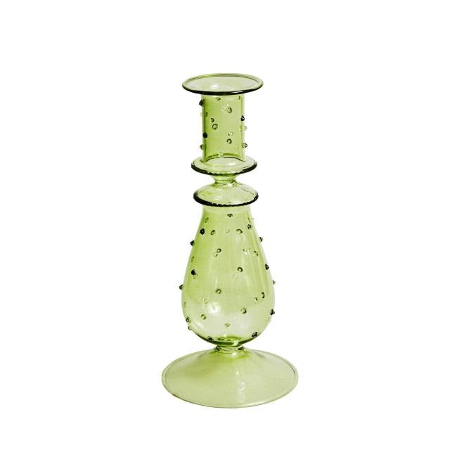 GlowCharm Kerzenhalter aus pastellfarbenem Glas | Dekorative Kerzenständer | Elegante Tischdekoration