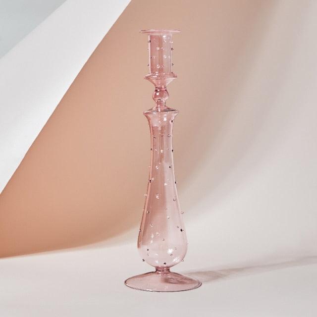 GlowCharm Kerzenhalter aus pastellfarbenem Glas | Dekorative Kerzenständer | Elegante Tischdekoration