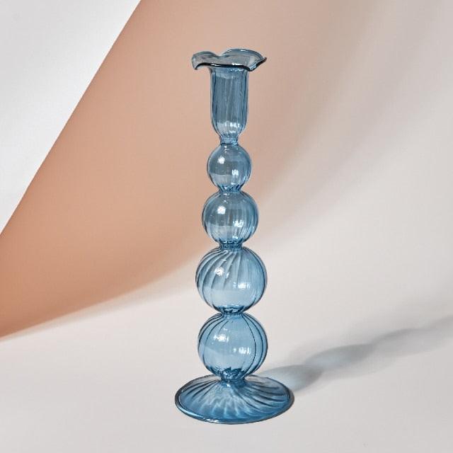 GlowCharm Kerzenhalter aus pastellfarbenem Glas | Dekorative Kerzenständer | Elegante Tischdekoration