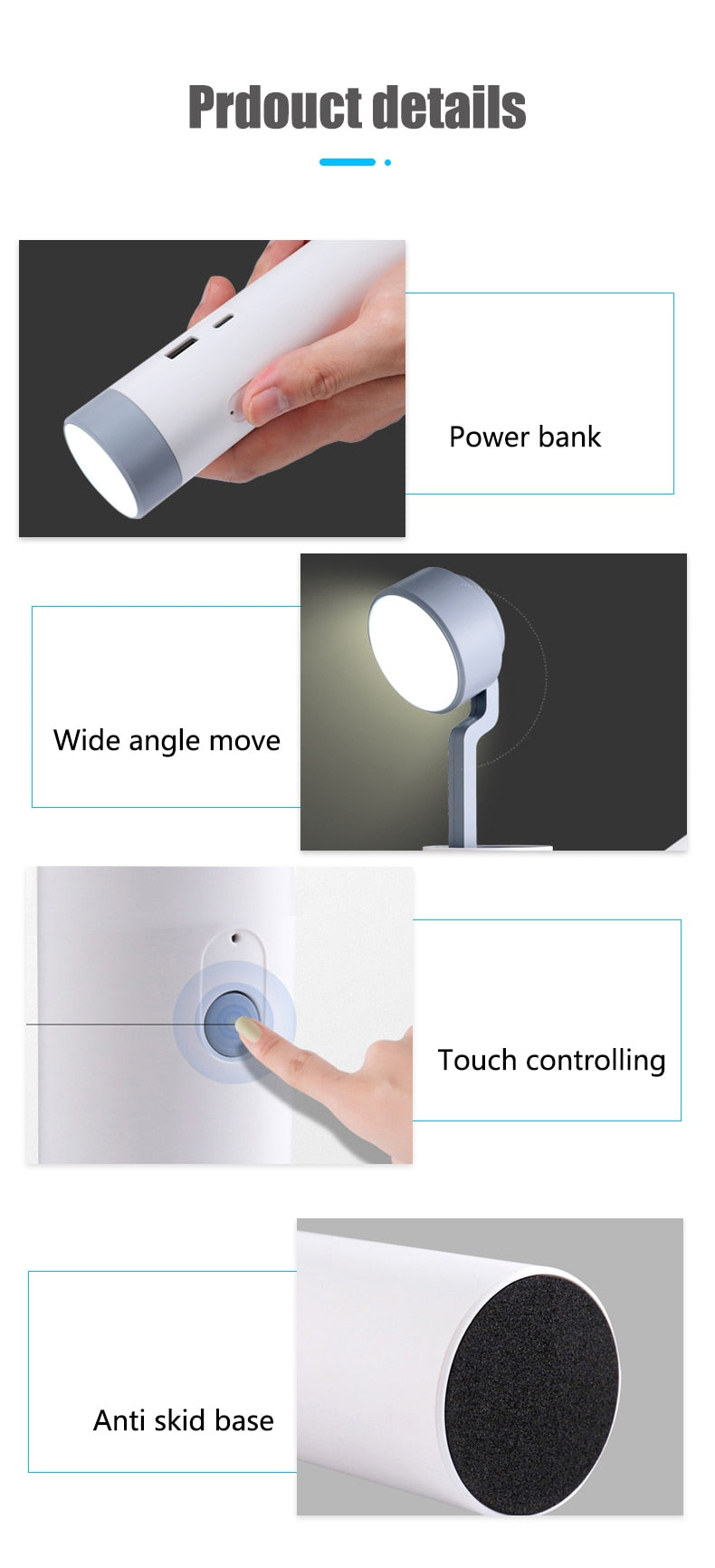 LED Mini RechargeaBrehne Power Bank Schreibtischlampe