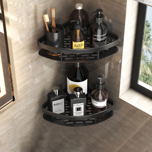 Metal suction cup bathroom shelves