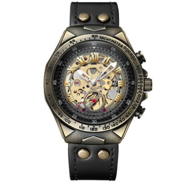 Brehn | Steampunk Mechanische Retro Leder Männer Uhren