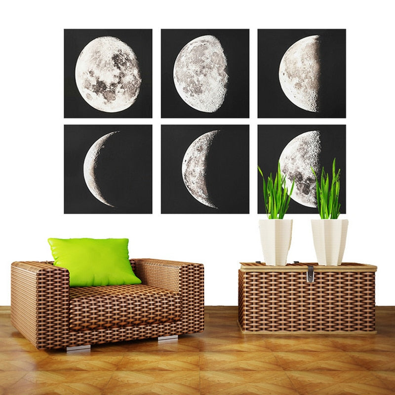 Mondphasen Leinwandgemälde Kunstposter - Leinwand Wandkunstgemälde
