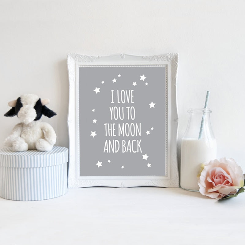 Ich liebe dich bis zum Mond und zurück - Leinwand Wandkunst Gemälde