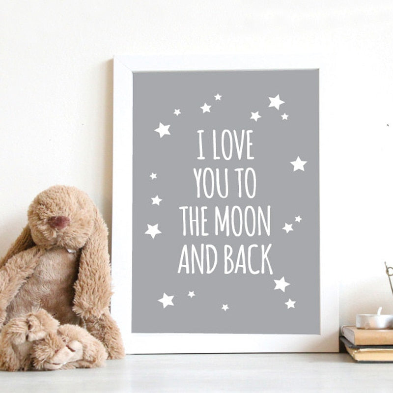 Ich liebe dich bis zum Mond und zurück - Leinwand Wandkunst Gemälde