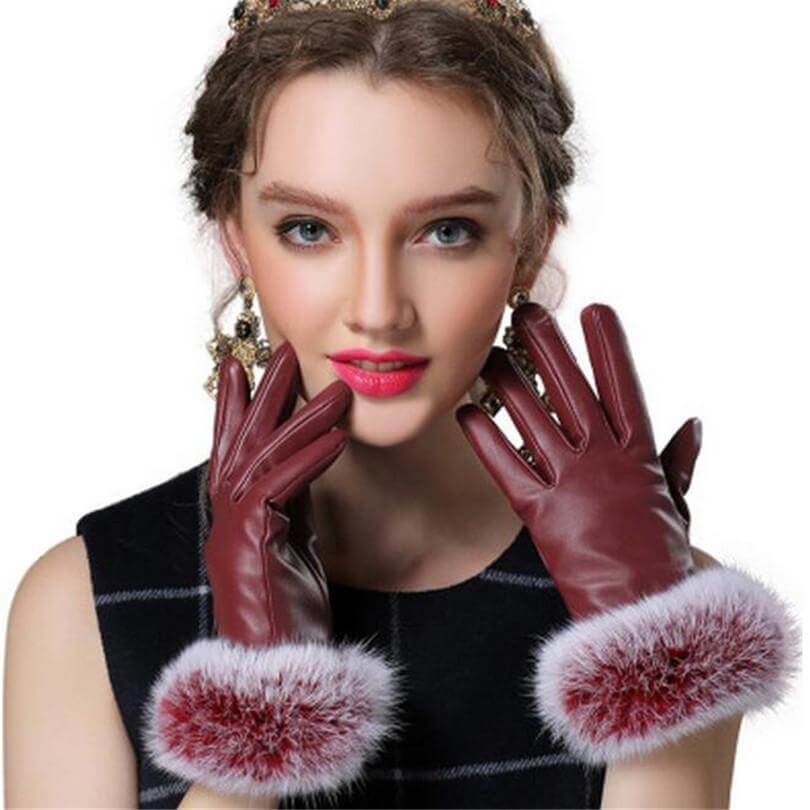 Brehn | Damen Echt Kaninchenfell Handschuhe