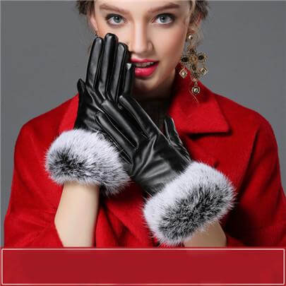 Brehn | Damen Echt Kaninchenfell Handschuhe