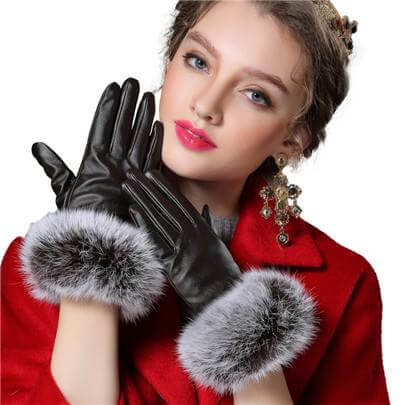 Brehn | Damen Echt Kaninchenfell Handschuhe