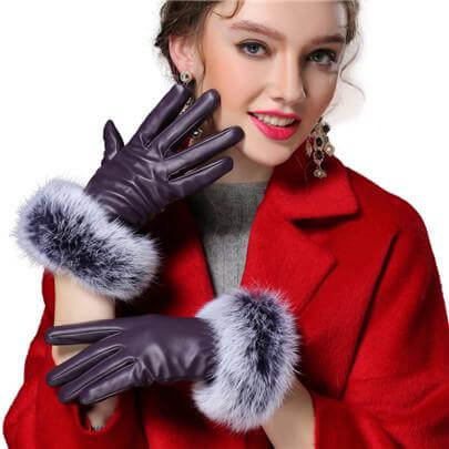 Brehn | Damen Echt Kaninchenfell Handschuhe