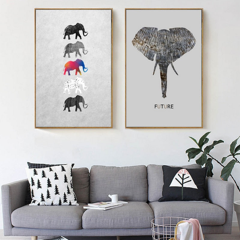 Moods Of Elephants - Leinwand Wandkunst Gemälde