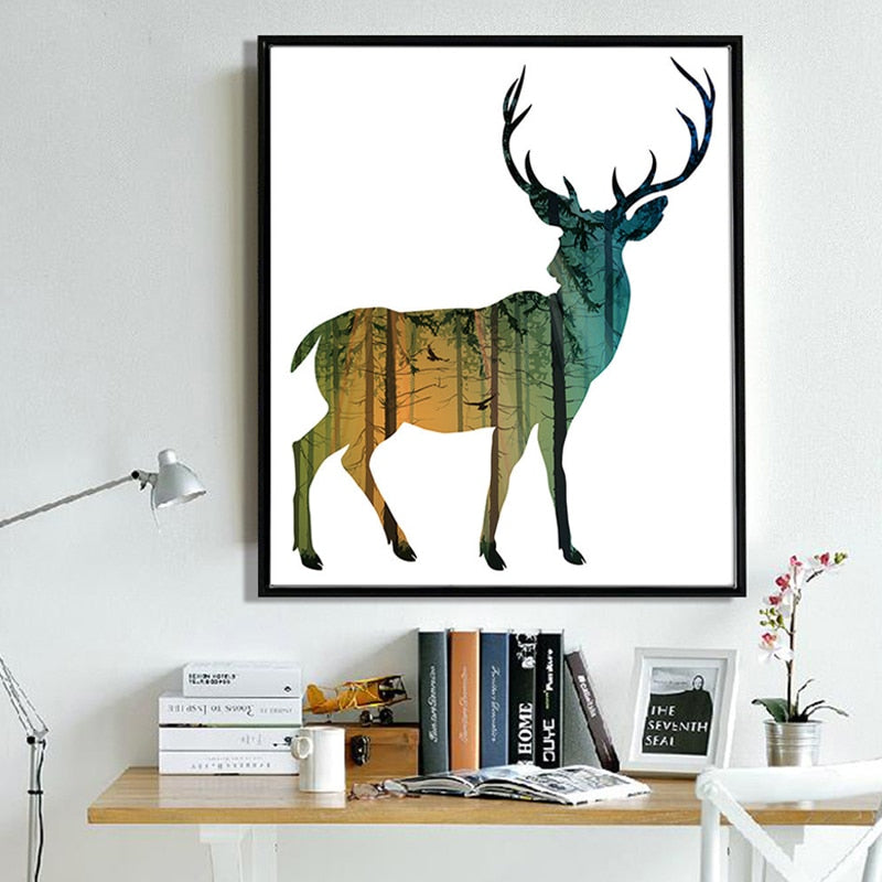 Reh Tiere Wald - Leinwand Wand Kunstmalerei