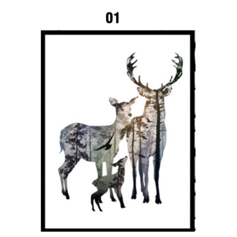 Reh Tiere Wald - Leinwand Wand Kunstmalerei