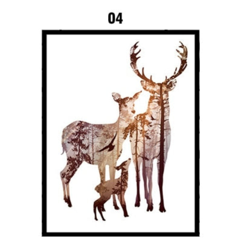 Reh Tiere Wald - Leinwand Wand Kunstmalerei