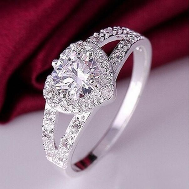 Sterling Silver Crystal Heart Ring | Brehn