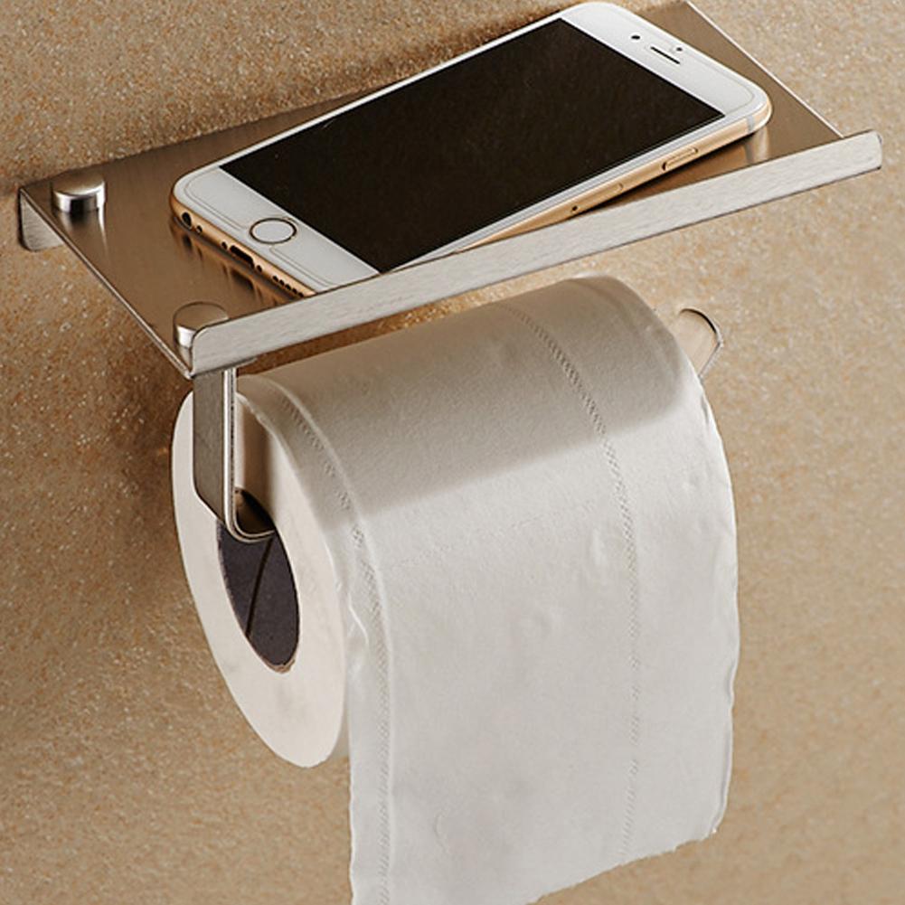 Edelstahl Toilettenpapierhalter mit Regal | Brehn