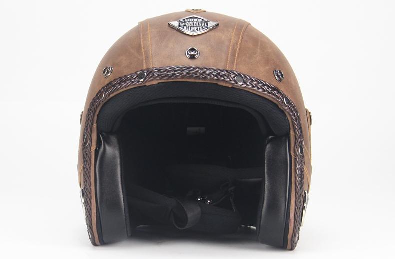 Brehn | Retro Vintage Motorradhelm Offenes Gesicht Mit Brillenmaske