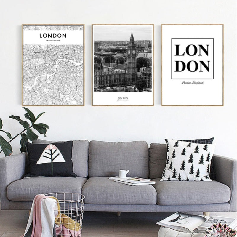 London Karte Landschaft - Leinwand Wandkunst Gemälde