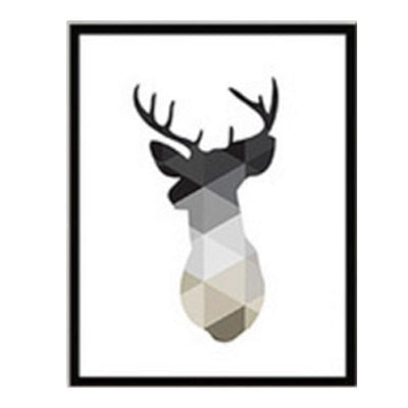 Minimalistische Geometrische Hirsch - Leinwand Wandkunst Malerei
