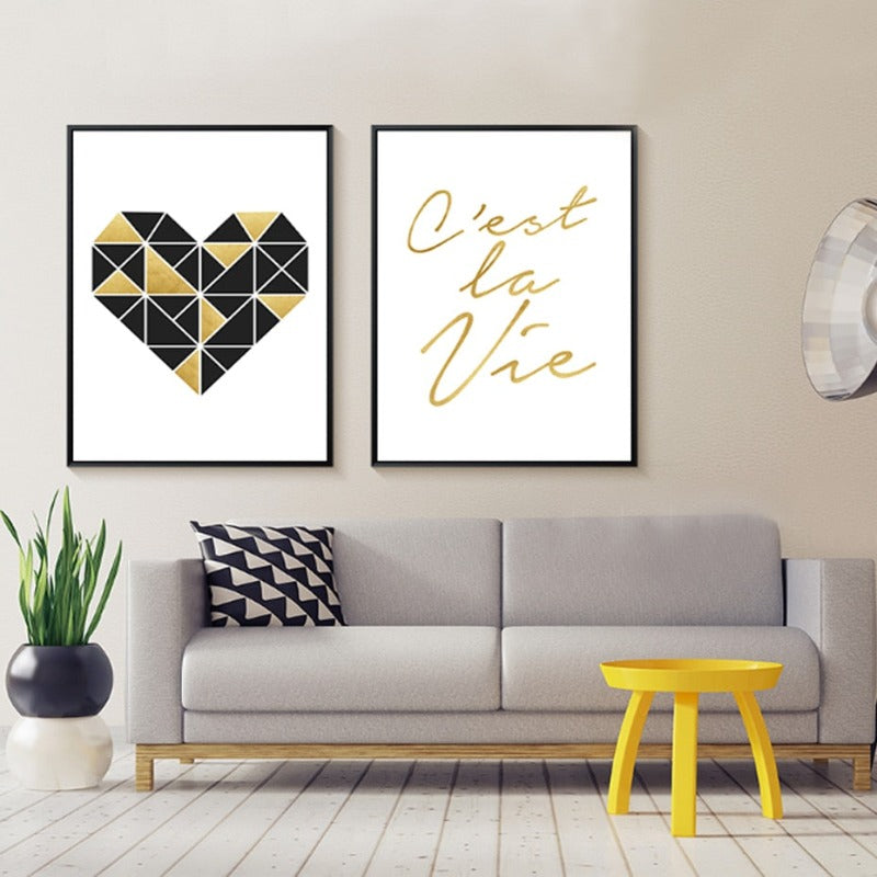 Geometric triangle Herz Inspirierendes Zitat - Leinwand Wandkunst Malerei