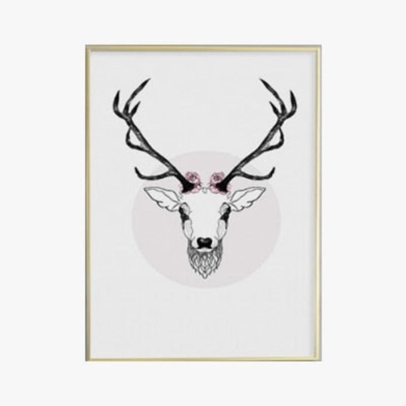 Deer Poster & Print Schwarze Wand - Leinwand Wandkunst Gemälde
